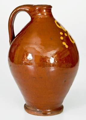 Very Rare Slip-Decorated 18th century New England Redware Jug