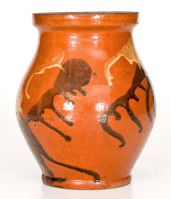 Attrib. Nathaniel Rochester, West Bloomfield, NY Redware Jar, circa 1818-1832.