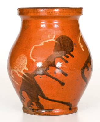 Attrib. Nathaniel Rochester, West Bloomfield, NY Redware Jar, circa 1818-1832.