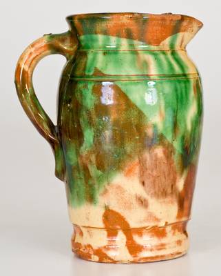 Shenanoah Valley Multi-Glazed Redware Pitcher, S. Bell & Sons or J. Eberly, Strasburg, VA