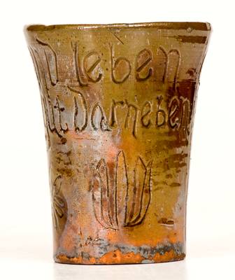Incised Redware Cup, Moravian Pottery and Tile Works, Doylestown, PA, late 19th / early 20th century