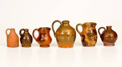 Six American Redware Miniatures, 19th century