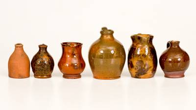 Six American Redware Miniatures, 19th century