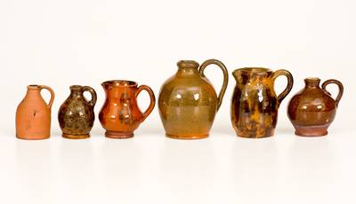 Six American Redware Miniatures, 19th century