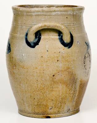 Fine BOSTON Stoneware Jar w/ Impressed Fish Designs, late 18th century