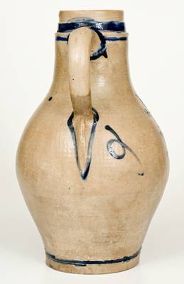 Outstanding German Stoneware Pitcher w/ Incised Rooster Design