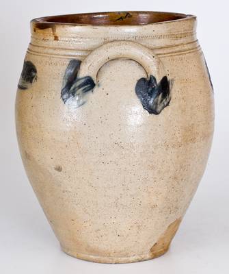 Scarce S. AMBOY N. JERSY (Warne and Letts, New Jersey) Cobalt-Decorated Stoneware Jar