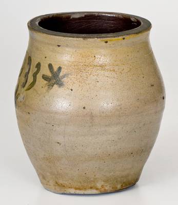 Rare Small-Sized 1833 Stoneware Jar with Star Decoration, probably Eaton & Stout, South River, NJ