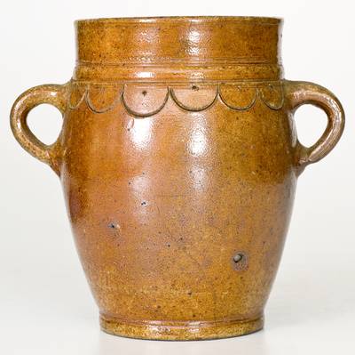 Stoneware Jar w/ Incised Drape Decoration, attrib. Thomas Commeraw, Corlears Hook, Manhattan