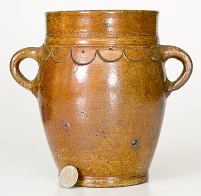 Stoneware Jar w/ Incised Drape Decoration, attrib. Thomas Commeraw, Corlears Hook, Manhattan