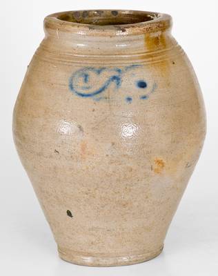 Stoneware Jar w/ Cobalt Watchspring Decoration, New York City or Cheesequake, NJ, 18th century