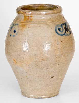 Stoneware Jar w/ Cobalt Watchspring Decoration, New York City or Cheesequake, NJ, 18th century