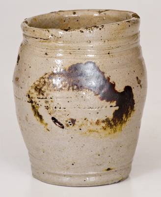 Rare Diminutive Iron-Decorated Stoneware Apprentice s Jar, att. Warne & Letts, South Amboy, NJ