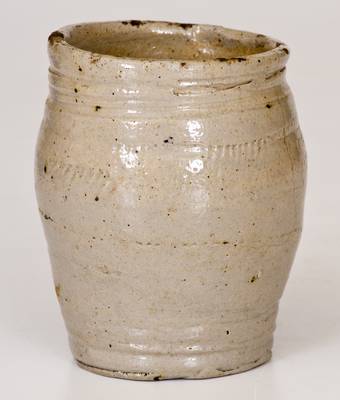 Rare Diminutive Iron-Decorated Stoneware Apprentice s Jar, att. Warne & Letts, South Amboy, NJ