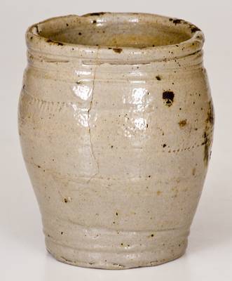 Rare Diminutive Iron-Decorated Stoneware Apprentice s Jar, att. Warne & Letts, South Amboy, NJ