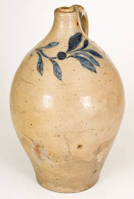 Hartford, CT Stoneware Jug w/ Incised Floral Decoration, possibly Peter Cross, early 19th century