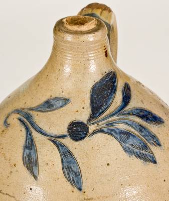 Hartford, CT Stoneware Jug w/ Incised Floral Decoration, possibly Peter Cross, early 19th century