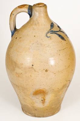 Hartford, CT Stoneware Jug w/ Incised Floral Decoration, possibly Peter Cross, early 19th century