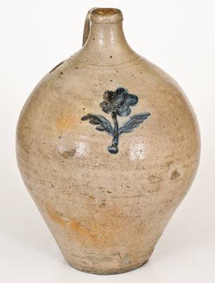 Attrib. Jonathan Fenton (Boston) Stoneware Jug w/ Impressed Floral Decoration, late 18th century