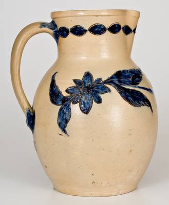 Extremely Rare and Fine Henry H. Remmey (Philadelphia) Incised Stoneware Pitcher, 1856