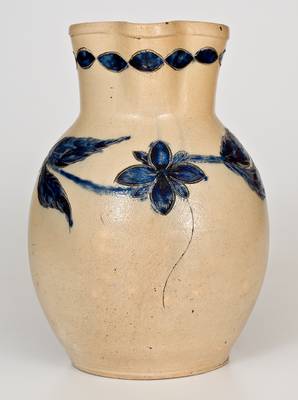 Extremely Rare and Fine Henry H. Remmey (Philadelphia) Incised Stoneware Pitcher, 1856