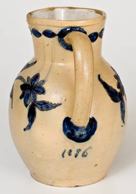 Extremely Rare and Fine Henry H. Remmey (Philadelphia) Incised Stoneware Pitcher, 1856