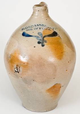 Exceedingly Rare and Important DAVID MORGAN / NEW YORK Stoneware Jug w/ Incised Decoration