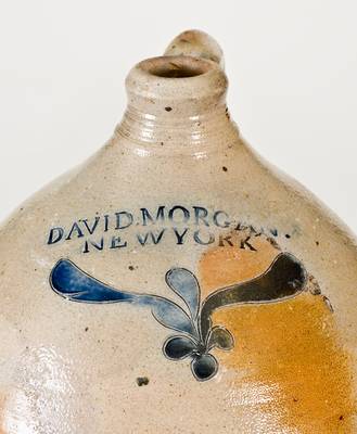 Exceedingly Rare and Important DAVID MORGAN / NEW YORK Stoneware Jug w/ Incised Decoration