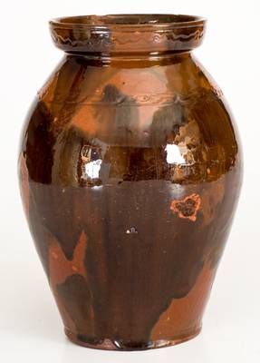 Exceedingly Rare and Important Saugus, MA Redware Jar Marked JACKSON, circa 1811