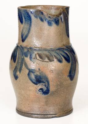 Quart-Sized Baltimore, MD Stoneware Pitcher w/ Cobalt Floral Decoration, circa 1845