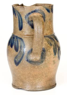 Quart-Sized Baltimore, MD Stoneware Pitcher w/ Cobalt Floral Decoration, circa 1845