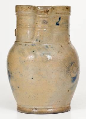 Quart-Sized Southeastern PA Stoneware Pitcher w/ Cobalt Floral Decoration, circa 1860