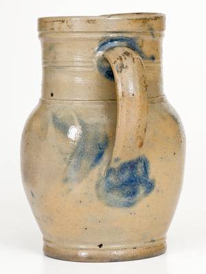 Quart-Sized Southeastern PA Stoneware Pitcher w/ Cobalt Floral Decoration, circa 1860