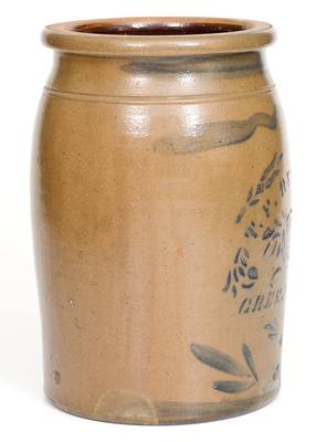 T.F. REPPERT / GREENSBORO, PA Stoneware Jar w/ Stenciled Rose Decoration