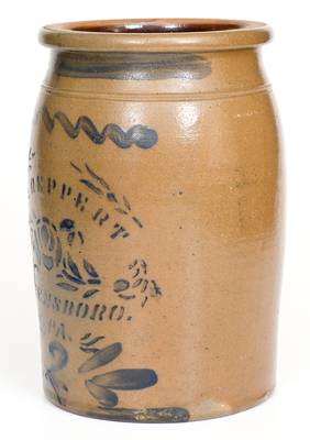 T.F. REPPERT / GREENSBORO, PA Stoneware Jar w/ Stenciled Rose Decoration