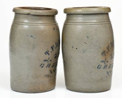 Matched Pair of Half-Gallon T.F. REPPERT / GREENSBORO, PA Stoneware Jars