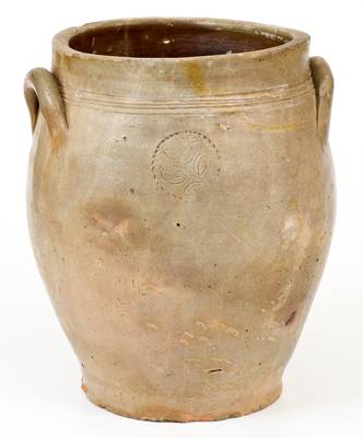 Probably Xerxes Price, Sayreville, NJ Stoneware Jar w/ Impressed Floral Decoration, early 19th century