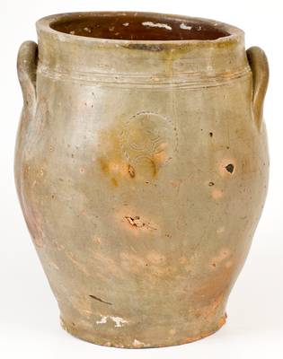 Probably Xerxes Price, Sayreville, NJ Stoneware Jar w/ Impressed Floral Decoration, early 19th century