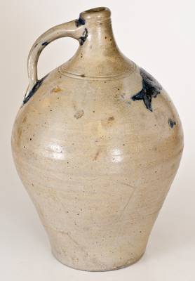 Fine att. Jonathan Fenton (Boston) Stoneware Jug w/ Impressed Fish Decoration, late 18th century