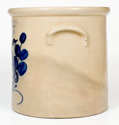 5 Gal. N. A. WHITE & SON / UTICA, NY Stoneware Crock w/ Bold Paddletail Bird Decoration