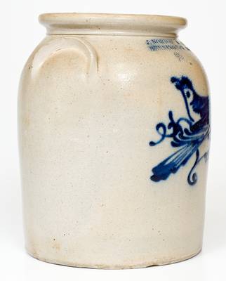 2 Gal. J. NORTON & CO. / BENNINGTON, VT Stoneware Jar w/ Bold Double Bird Decoration