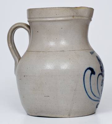 1 Gal. WHITES BINGHAMTON Stoneware Pitcher w/ Bold Slip-Trailed Floral Decoration