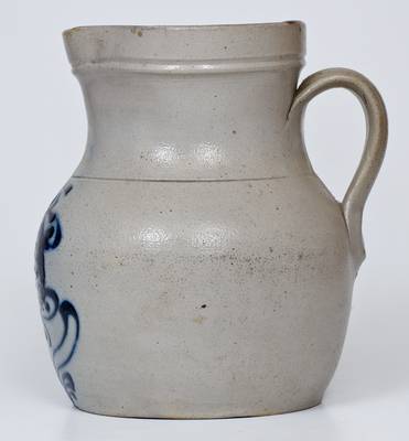 1 Gal. WHITES BINGHAMTON Stoneware Pitcher w/ Bold Slip-Trailed Floral Decoration