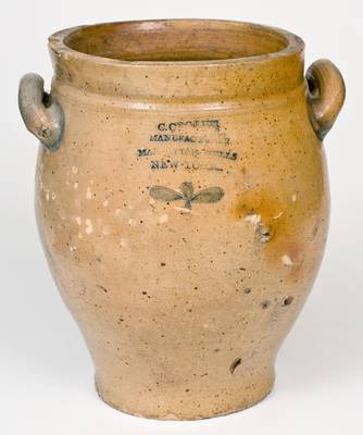 Rare C. CROLIUS / MANHATTAN WELLS / NEW YORK Stoneware Jar w/ Incised Decoration