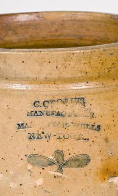 Rare C. CROLIUS / MANHATTAN WELLS / NEW YORK Stoneware Jar w/ Incised Decoration