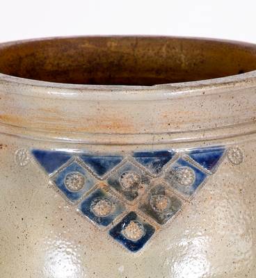 Early Manhattan Vertical-Handled Stoneware Jar w/ Impressed Designs, probably Crolius Family