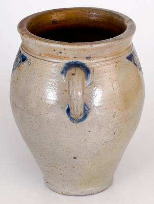 Early Manhattan Vertical-Handled Stoneware Jar w/ Impressed Designs, probably Crolius Family