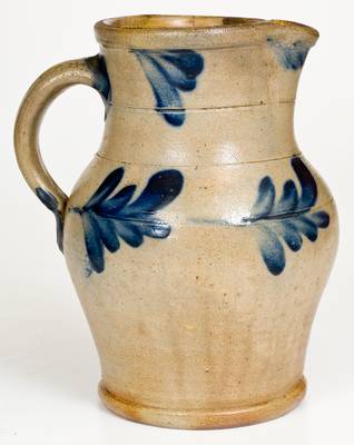 Half-Gallon attrib. Richard Remmey, Philadelphia Stoneware Pitcher w/ Cobalt Foliate Decoration