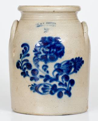 J. & E. NORTON / BENNINGTON, VT Stoneware Jar w/ Floral Decoration