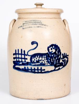 Norton Stoneware Lion Jar, Impressed GILES & CO ... VARIETY STORE CHERRY VALLEY